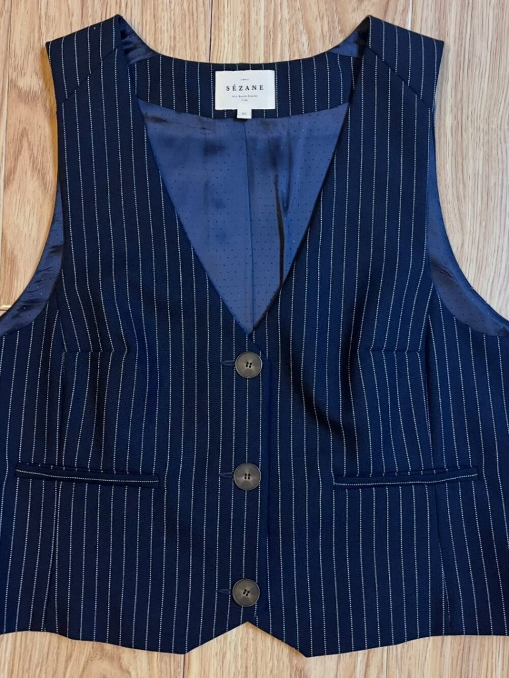 Very Good Condition* Sezane Elroy Jacket Navy Ecru Tennis Stripes | size 10